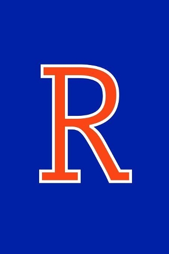 R: Monogram Initial Journal Writing Composition Notebook or Diary. Blue with Orange Alphabet Letter - 6" x 9" 110 College Ruled Blank Lined Pages With 