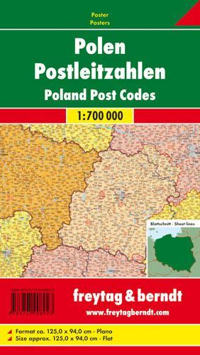Poland postcode area wall map