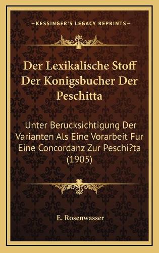 Der Lexikalische Stoff Der Konigsbucher Der Peschitta