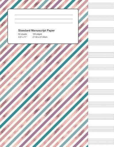 Standard Manuscript Paper: Rose & Teal Stripes Blank Sheet Music(5 Notebook for Musicians)