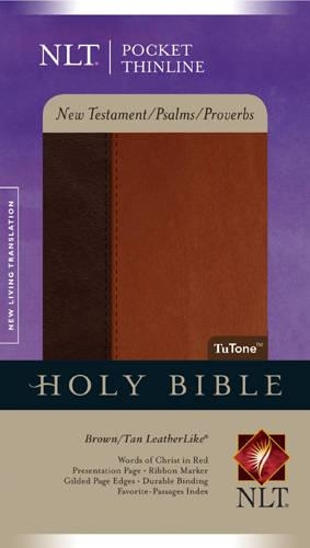 Pocket Thinline New Testament with Psalms and Proverbs-NLT: New Living Translation, Brown/Tan TuTone, New Testament With Psalms And Proverbs, Pocket Thinline, Leatherlike(English)