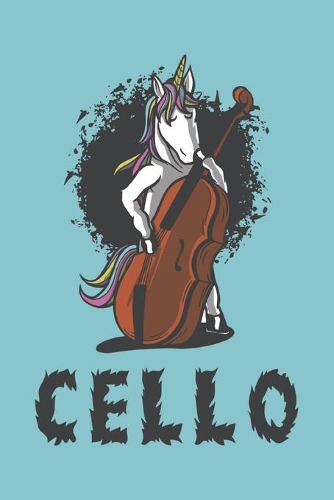 Cello Einhorn Notizbuch: Schönes Cello Einhorn Notizbuch mit 120 karierte Seiten im A5 Format