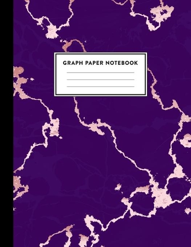 Graph Paper Notebook: Beautiful Purple Marble and Rose Gold - 8.5 x 11 - 5 x 5 Squares per inch, Quad Ruled - Cute Graph Paper Composition Notebook for Children, Kids, Gi