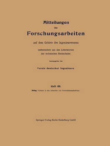 Verluste in den Schaufeln von Freistrahldampfturbinen