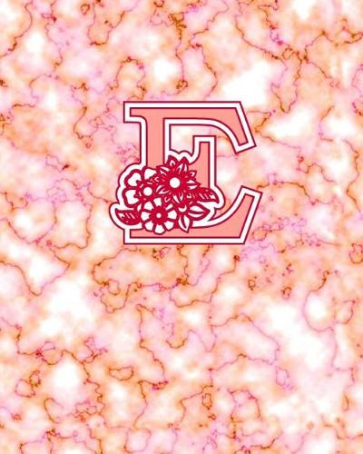 E: Gorgeous Marble Monogram Initial Notebook for Ladies with flower design on each page