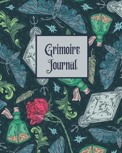 Grimoire Journal: Book of Spells Notebook - Blank SpellBook - Guided Grimoire Journal - 8x10 inches, 100 pages - Moths and Diamonds Alchemy Cover