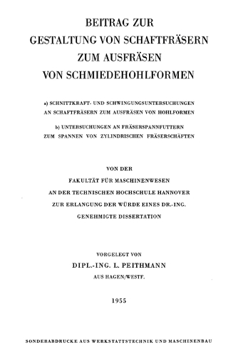 Beitrag zur Gestaltung von Schaftfräsern zum Ausfräsen von Schmiedehohlformen