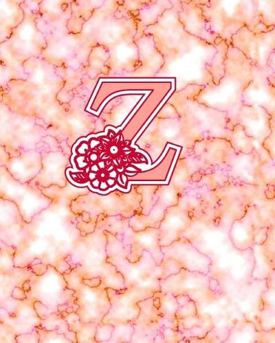 Z: Gorgeous Marble Monogram Initial Notebook for Teens, Adults With Flower Design on Each Page