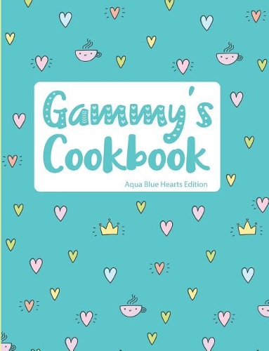 Gammy's Cookbook Aqua Blue Hearts Edition