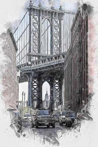 A Painting of the Brooklyn Bridge in New York Journal: Take Notes, Write Down Memories in this 150 Page Lined Journal