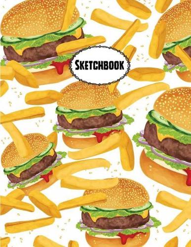 Sketchbook: Sketchbook: Hamburger seamless pattern: 110 Pages of 8.5" x 11" Blank Paper for Drawing, Doodling or Sketching