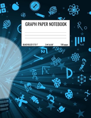 Graph Paper Notebook: Quad Ruled 5 Squares Per Inch Notebook for Students, Math and Science Composition Notebook - Lightbulb STEM symbols