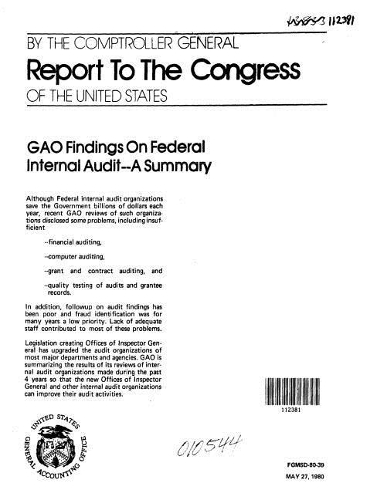 Gao Findings on Federal Internal Audit--A Summary