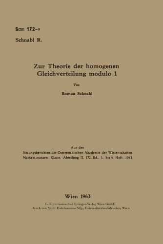 Zur Theorie der homogenen Gleichverteilung modulo 1