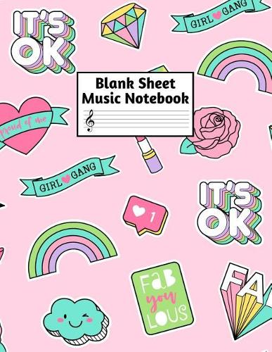 Blank Sheet Music Notebook: Easy Blank Staff Manuscript Book Large 8.5 X 11 Inches Musician Paper Wide 12 Staves Per Page for Piano, Flute, Violin, Guitar, Trumpet, Drums, Cell