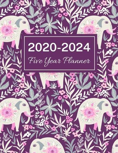 2020-2024 Five Year Planner: Elephants In The Jungle, 60 Months Calendar, 5 Year Monthly Appointment Notebook, Agenda Schedule Organizer Logbook With Holidays and Inspirational 