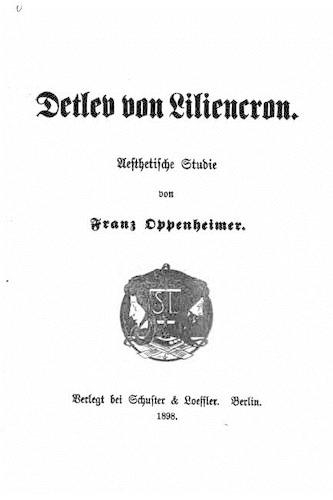 Detlev von Liliencron, Aesthetische Studie