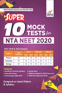 Super 10 Mock Tests for NTA NEET 2020 - 3rd Edition Paperback â€“ 31 Jul 2019