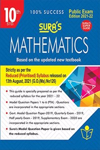 SURA`S 10th STD Mathematics Guide (Reduced Prioritised Syllabus) 2021-22 Edition - based on Samacheer Kalvi Textbook 2021