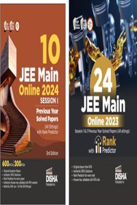 Combo (set of 2 Books) 34 JEE Main Online 2024 Session I & 2023 Session I & 2 Previous Year Solved Papers (All sittings) with Rank Predictor | PYQs for Physics, Chemistry & Mathematics | Mock Tests