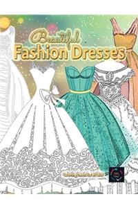 Beautiful fashion dresses coloring book for adults, beautiful dresses coloring book