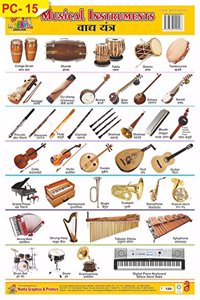 WALL CHART OF PLASTIC NON-TEARABLE OF MUSICAL INSTRUMENTS for Kids Students