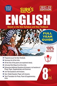 Sura's 8th STD English Full Year Guide 2021-22 Edition - based on Samacheer Kalvi Textbook 2021