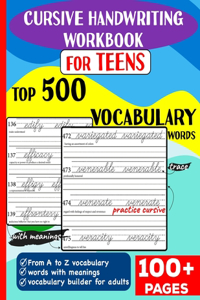 Cursive Handwriting Workbook for Teens