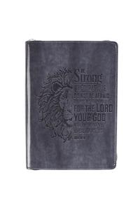 Strong & Courageous Classic Lux-Leather Zip Journal