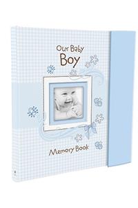 Christian Art Gifts Boy Baby Book of Memories Blue Keepsake Photo Album Our Baby Boy Memory Book Baby Book with Bible Verses, the First Year