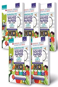 Oswaal Karnataka PUE Solved Papers II PUC (Set of 5 Books) Physics, Chemistry, Mathematics, Biology, English (For 2022 Exam)