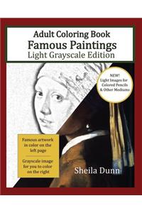 Famous Paintings Adult Coloring Book: Light Grayscale Edition