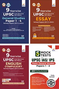 9 Year Wise UPSC Civil Services IAS Mains Essay + Compulsory English + General Studies Papers 1 - 4 Year-wise Solved Papers (2013 - 2022) with GS 5 Practice Sets 3rd Edition