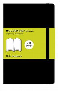 Moleskine Classic Notebook, Large, Plain, Black, Soft Cover (5 X 8.25)