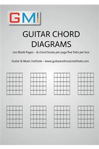 Guitar Chord Diagrams: 100 Pages - 16 chord boxes per page five frets per box