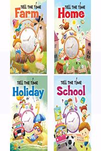 TELL THE TIME (SET OF 4 BOOKS) SCHOOL,HOLIDAY,FARM,HOME