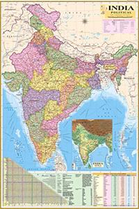 Invalid Data India Political Map Wall Chart Size 40