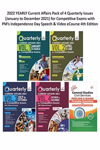 2022 YEARLY Current Affairs Pack of 4 Quarterly Issues (January to December 2021) for Competitive Exams with PMs Independence Day Speech & Video eCourse 4th Edition