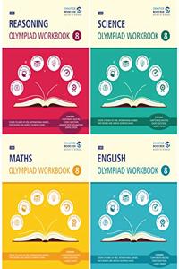 SBB Reasoning, Maths, Science and English Olympiad Workbook Combo - Class 8