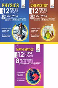 Physics, Chemistry & Mathematics Class 12 CBSE Board 8 Year-wise (2013 - 2020) Solved Papers Powered with Concept Notes