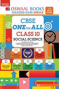 Oswaal CBSE One for All, Social Science, Class 10 (Reduced Syllabus) (For 2021 Exam): Vol. 1