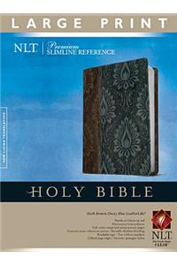 Premium Slimline Reference Bible-NLT-Large Print: New Living Translation, Dark Brown / Dusty Blue TuTone, LeatherLike, Premium Slimline Reference