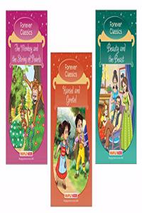 Forever Classics - 4 (Set of 3 Books) (Illustrated) - The Monkey and the String of Pearls, Hansel and Gretel, Beauty and the Beast