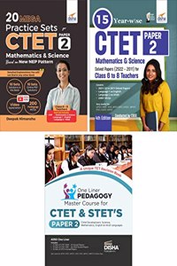 Combo (set of 3 Books) CTET Paper 2 Mathematics & Science - One Liner Pedagogy Master Course with Past 15 Year-wise Solved Papers & 20 Practice Sets - 2nd Edition | Central Teaching Eligibility Test