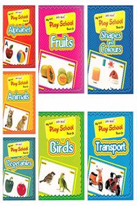 Jolly Kids My First Play School Book Set (Combo Set of 7) | Picture Dictionary | Alphabets | Fruits | Shapes & Colour | Animals | Vegetables | Birds | Transport | Age 2-6 years