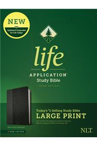 NLT Life Application Study Bible, Third Edition, Large Print (Leatherlike, Black/Onyx)