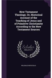 New Testament Theology, Or, Historical Account of the Teaching of Jesus and of Primitive Christianity According to the New Testament Sources