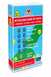 BaCHPan My Second Learn to Write 5 Workbooks 257 Pages Stationery Pouch Crayons Colour Pencils Pencil Sharpener Eraser Age 2-5 Years