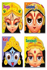 Cutout Board Books Set : Goddesses- Durga, Kali, Lakshmi, Saraswati ( Illustrated story books for kids)