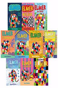 Elmer 10 book Collection Set - Children Picture Flats illustrated Elephant Pack by David McKee Paperback